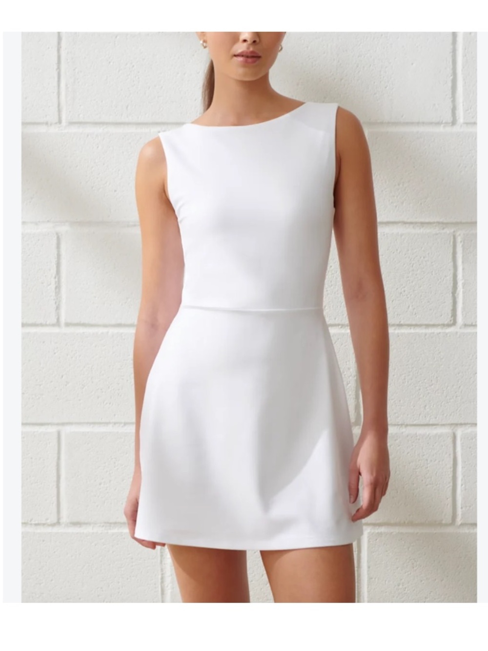 Abercrombie & Fitch YPB sculptLUX Curve Love Slash Mini Dress White Sz S